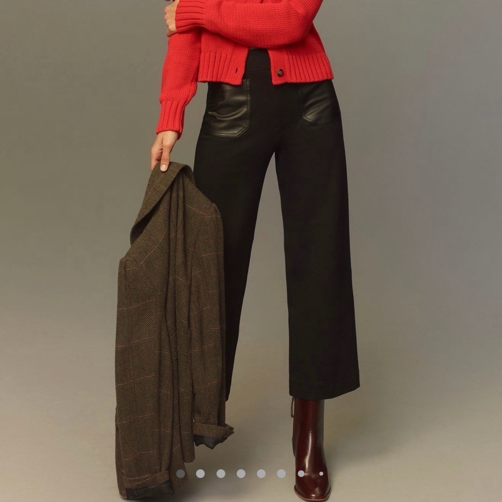 NWT new 31 anthropologie Maeve Colette faux leather pocket black pants cropped